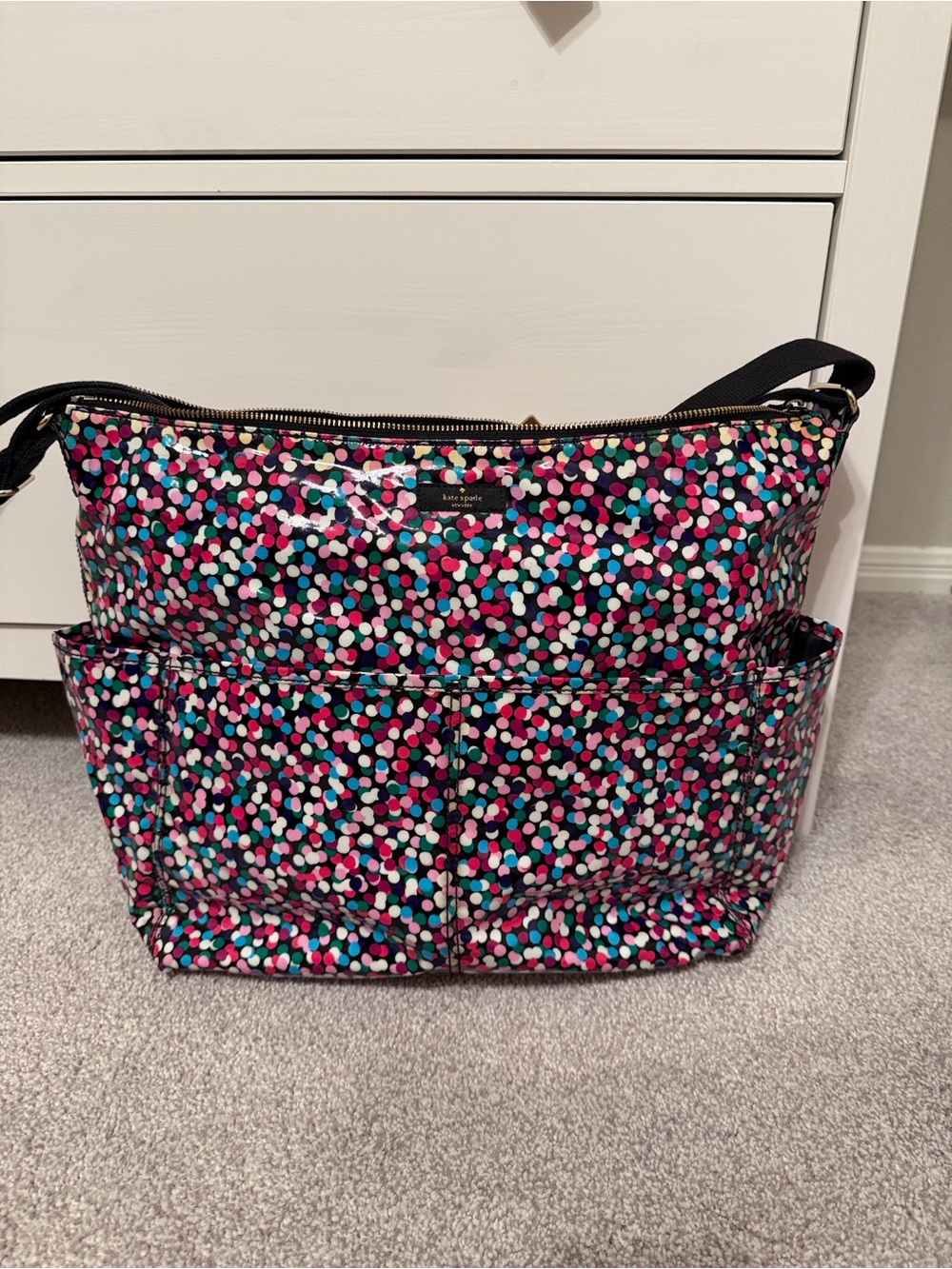 Kate spade baby bag Multicolor Confetti Crossbody Tote with Black Strap - Picture 2 of 15
